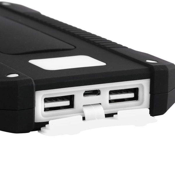 Solar Power Bank Dual USB Compact Waterproof LED Light External Battery Charger