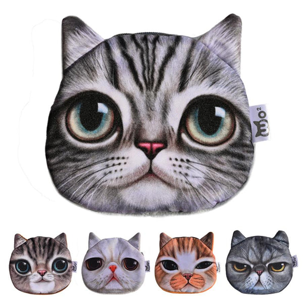 Cute Cat Face Printing Zipper Coin Purses Women Cartoon Coin Wallets Ladies Makeup Storage Bag