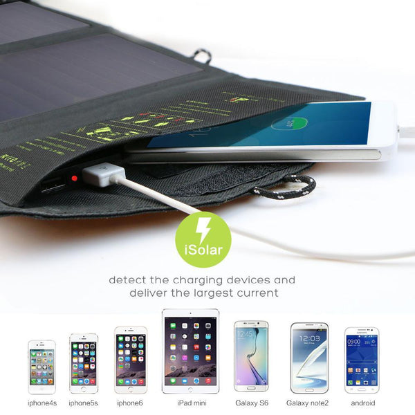 ALLPOWERS Solar Panel Charger Dual USB 5V2A(Max.) Portable Solar Panel Phone Charger for iPhone iPad Samsung Huawei etc.