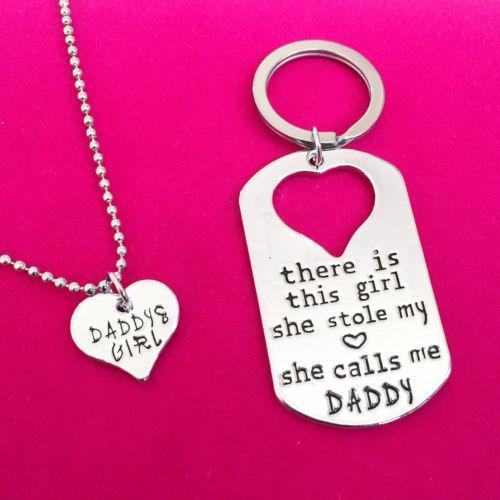 Daddy Father Daughter Necklace Paired Pendants Key Chain Dad Love Heart Necklace family Jewelry Birthday New Year Gift For Child