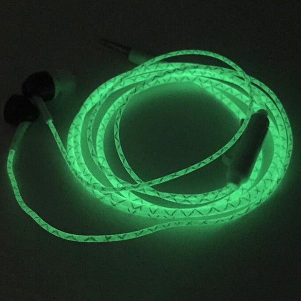LED Glow In The Dark Earphones w/Zipper Earphones
