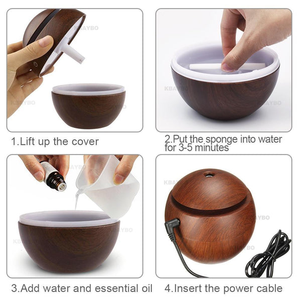 USB Essential Oils Mini Diffuser for Aromatherapy | Cool Mist Humidifier Air Purifier and 7 Color Change LED Night Light for Home