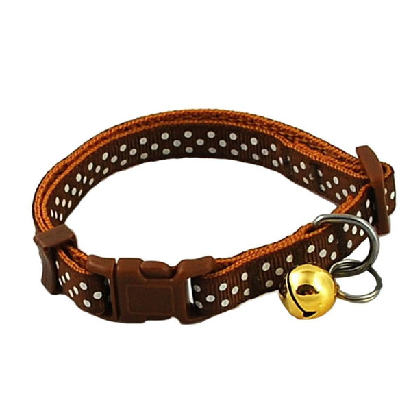 1pcs Dot Print Nylon Dog Puppy Cat Collars Multi Colors Cat Harness With Bell For Pet Small Animal Pets Supplies