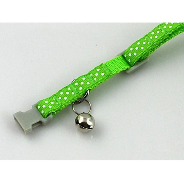1pcs Dot Print Nylon Dog Puppy Cat Collars Multi Colors Cat Harness With Bell For Pet Small Animal Pets Supplies