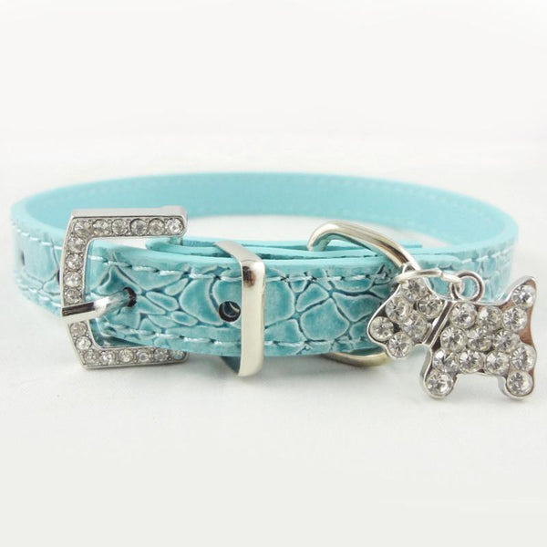 1PCS Crystal Pendant Pet Dog Collar Puppy Cat Pet Buckle Dogs Leads Neck Strap PU Leather Animal Pet Accessories For Small Dogs