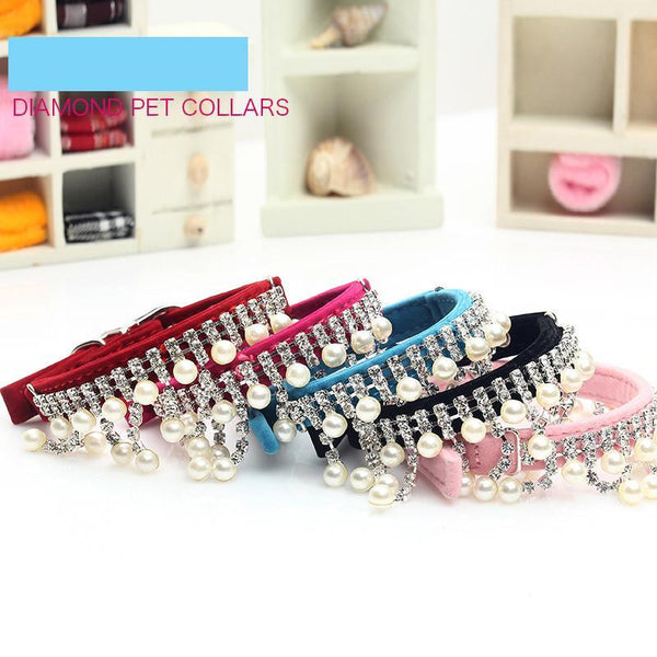 Jewelry pear Dog Collar Soft Velvet Material Adjustable necklace Pet Dog Cat Collars with 5colors