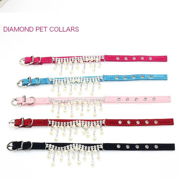 Jewelry pear Dog Collar Soft Velvet Material Adjustable necklace Pet Dog Cat Collars with 5colors