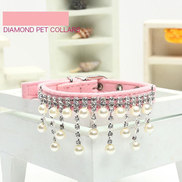 Jewelry pear Dog Collar Soft Velvet Material Adjustable necklace Pet Dog Cat Collars with 5colors