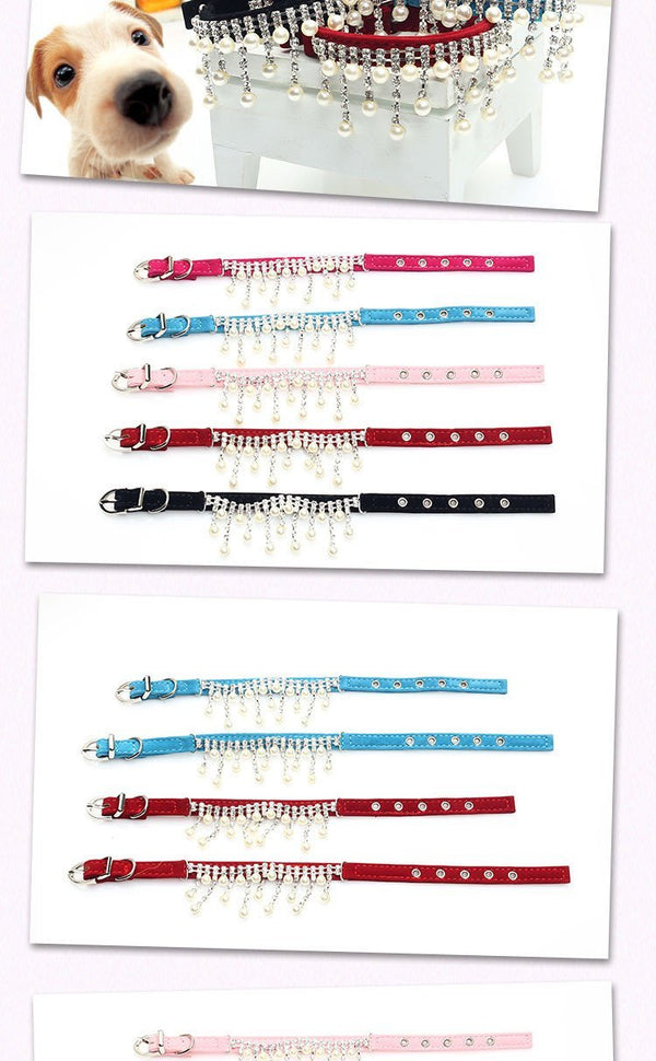 Jewelry pear Dog Collar Soft Velvet Material Adjustable necklace Pet Dog Cat Collars with 5colors