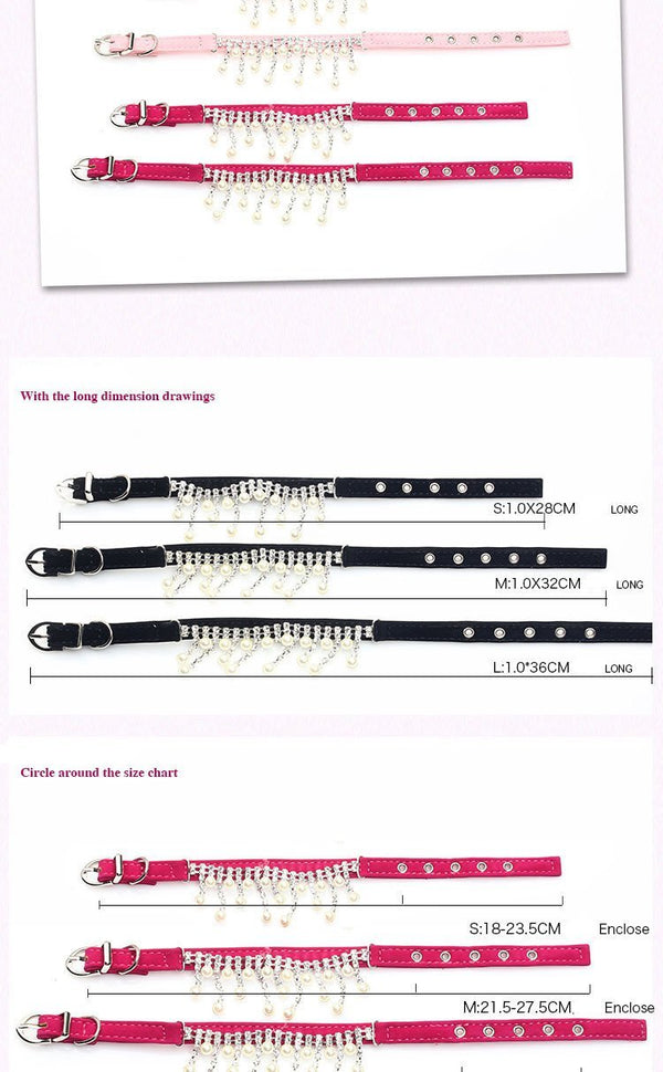 Jewelry pear Dog Collar Soft Velvet Material Adjustable necklace Pet Dog Cat Collars with 5colors