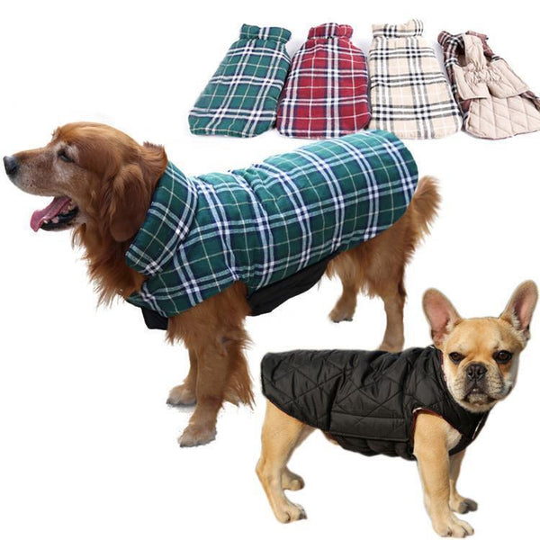Dog Clothes Waterproof Reversible Dog Jacket Designer Warm Plaid Winter Dog Coats Pet Clothes Small to Large