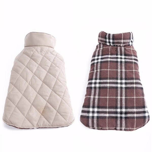 Dog Clothes Waterproof Reversible Dog Jacket Designer Warm Plaid Winter Dog Coats Pet Clothes Small to Large