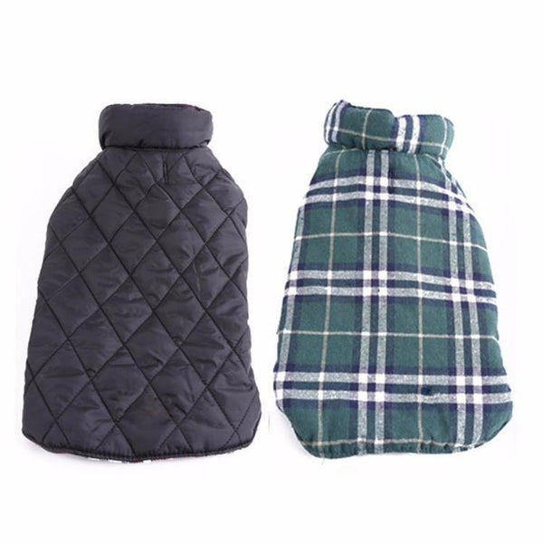 Dog Clothes Waterproof Reversible Dog Jacket Designer Warm Plaid Winter Dog Coats Pet Clothes Small to Large