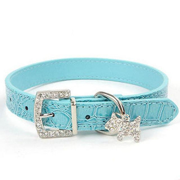 1PCS Crystal Pendant Pet Dog Collar Puppy Cat Pet Buckle Dogs Leads Neck Strap PU Leather Animal Pet Accessories For Small Dogs
