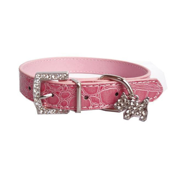 1PCS Crystal Pendant Pet Dog Collar Puppy Cat Pet Buckle Dogs Leads Neck Strap PU Leather Animal Pet Accessories For Small Dogs