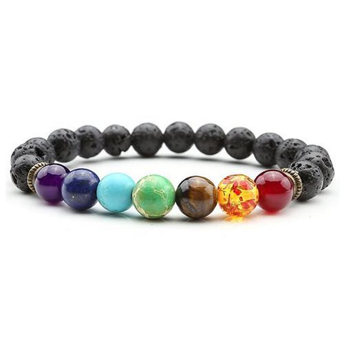 Joyme New 7 Chakra Bracelet Men Black Lava Healing Balance Beads Reiki Buddha Prayer Natural Stone Yoga Bracelet For Women