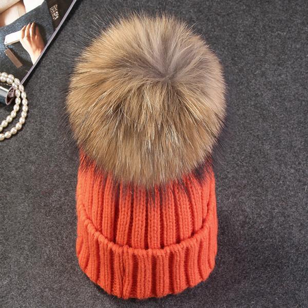 Xthree mink and fox fur ball cap pom poms winter hat for women girl 's hat knitted beanies cap brand new thick female cap