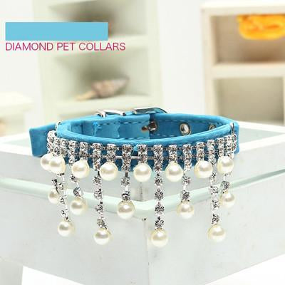 Jewelry pear Dog Collar Soft Velvet Material Adjustable necklace Pet Dog Cat Collars with 5colors