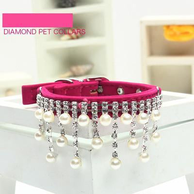 Jewelry pear Dog Collar Soft Velvet Material Adjustable necklace Pet Dog Cat Collars with 5colors
