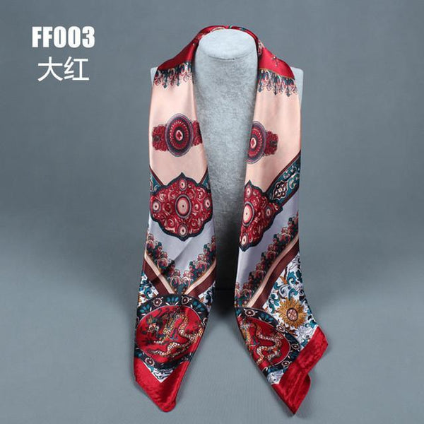 2017 new Silk Square Big Size 90x90cm Scarf Women Fashion High Quality Cheap Imitated Silk Satin Scarves Polyester Shawl Hijab