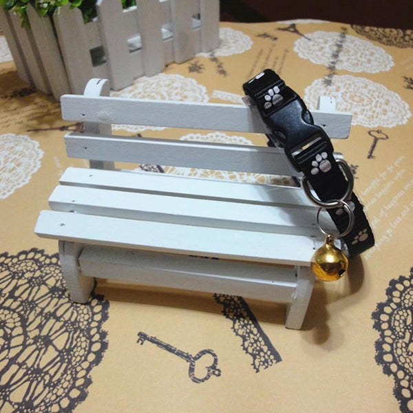 Winter Adjustable Nylon Pet Small Dog Puppy Cat Collar Tinkle Bell Footprint