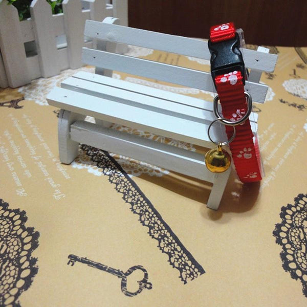 Winter Adjustable Nylon Pet Small Dog Puppy Cat Collar Tinkle Bell Footprint