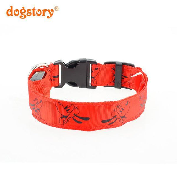 1Pieces /Dogstory Glow LED Nylon Pet Cat Dog Collar Fashion Printing For Dog Harness Pet Collars Wholesale Christmas Accessories