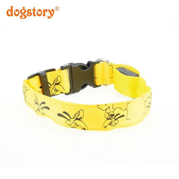 1Pieces /Dogstory Glow LED Nylon Pet Cat Dog Collar Fashion Printing For Dog Harness Pet Collars Wholesale Christmas Accessories