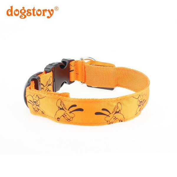 1Pieces /Dogstory Glow LED Nylon Pet Cat Dog Collar Fashion Printing For Dog Harness Pet Collars Wholesale Christmas Accessories