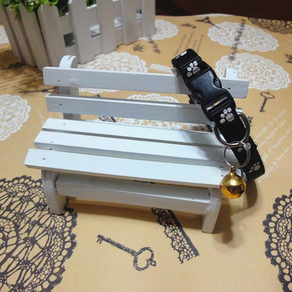 Winter Adjustable Nylon Pet Small Dog Puppy Cat Collar Tinkle Bell Footprint