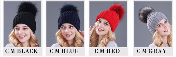 Xthree mink and fox fur ball cap pom poms winter hat for women girl 's hat knitted beanies cap brand new thick female cap