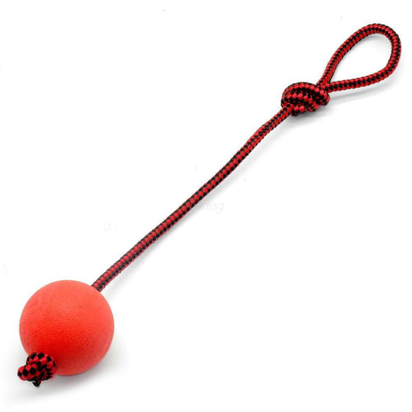Solid Rubber Dog Chew Training Ball Toys Tooth Cleaning Chew Ball Puppy Pet Play Training Chewing Toy With Rope Handle