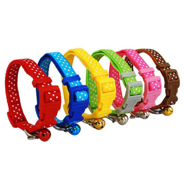 1pcs Dot Print Nylon Dog Puppy Cat Collars Multi Colors Cat Harness With Bell For Pet Small Animal Pets Supplies