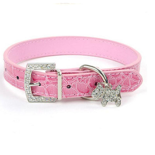 1PCS Crystal Pendant Pet Dog Collar Puppy Cat Pet Buckle Dogs Leads Neck Strap PU Leather Animal Pet Accessories For Small Dogs