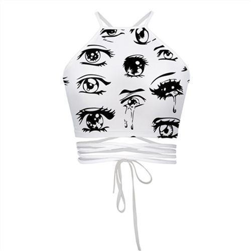 2017 Women Vintage Crop Top Batman Print Sexy Black Cropped Tops Harajuku Womens Bandage Strap Tops Summer Fashion Camis Vest