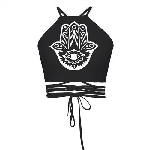 2017 Women Vintage Crop Top Batman Print Sexy Black Cropped Tops Harajuku Womens Bandage Strap Tops Summer Fashion Camis Vest