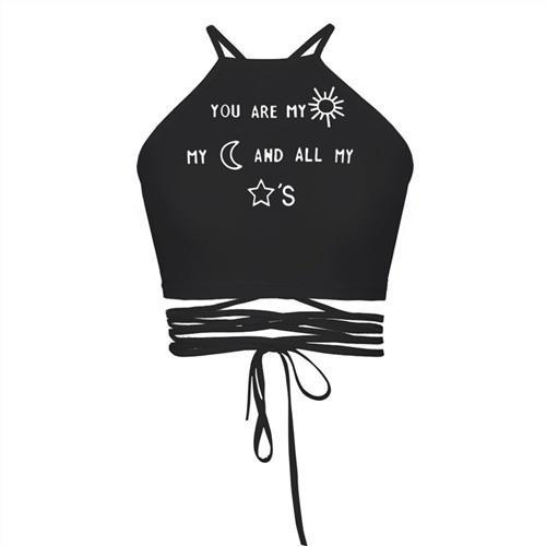 2017 Women Vintage Crop Top Batman Print Sexy Black Cropped Tops Harajuku Womens Bandage Strap Tops Summer Fashion Camis Vest