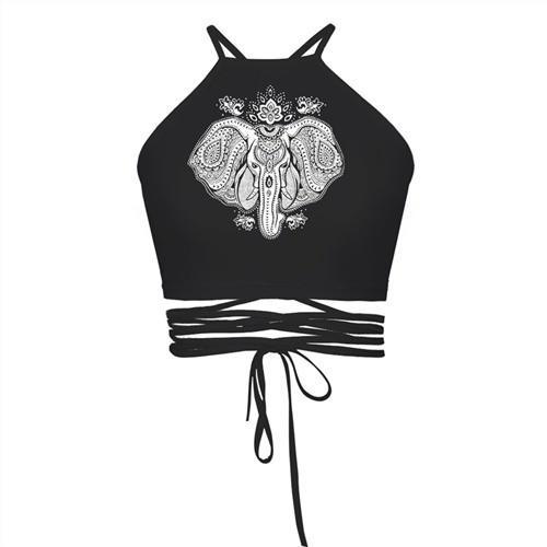 2017 Women Vintage Crop Top Batman Print Sexy Black Cropped Tops Harajuku Womens Bandage Strap Tops Summer Fashion Camis Vest