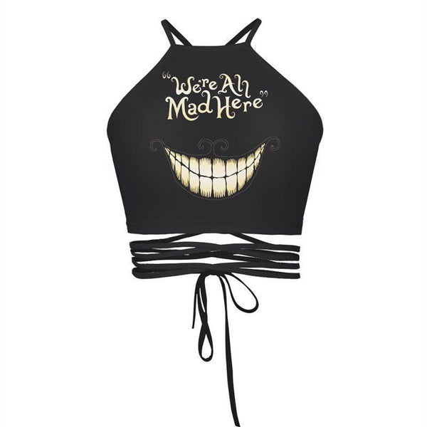 2017 Women Vintage Crop Top Batman Print Sexy Black Cropped Tops Harajuku Womens Bandage Strap Tops Summer Fashion Camis Vest