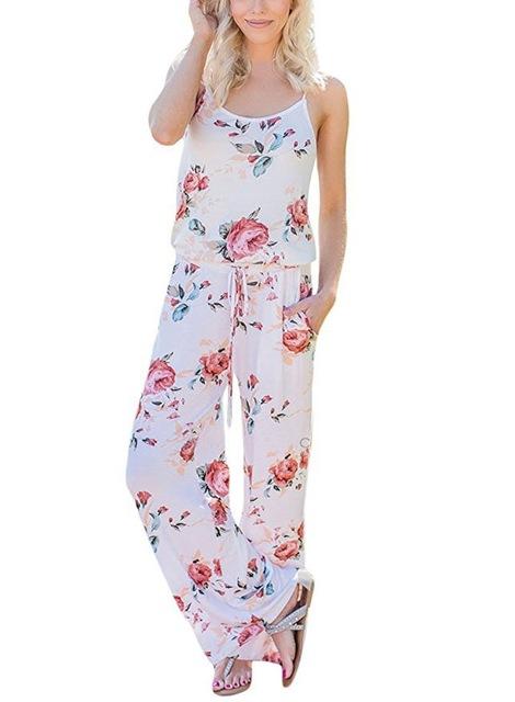 YOU HAD ME SEXY SPAGHETTI STRAP FLORAL LOOSE JUMPSUIT IN BLACK