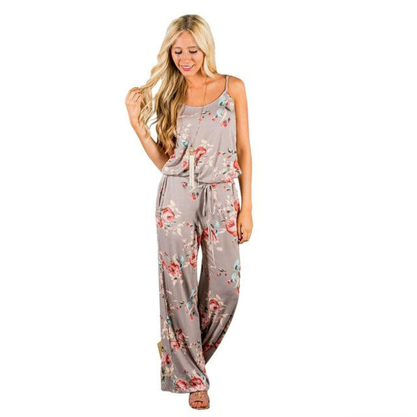 YOU HAD ME SEXY SPAGHETTI STRAP FLORAL LOOSE JUMPSUIT IN BLACK