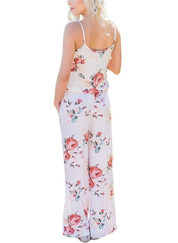 YOU HAD ME SEXY SPAGHETTI STRAP FLORAL LOOSE JUMPSUIT IN BLACK