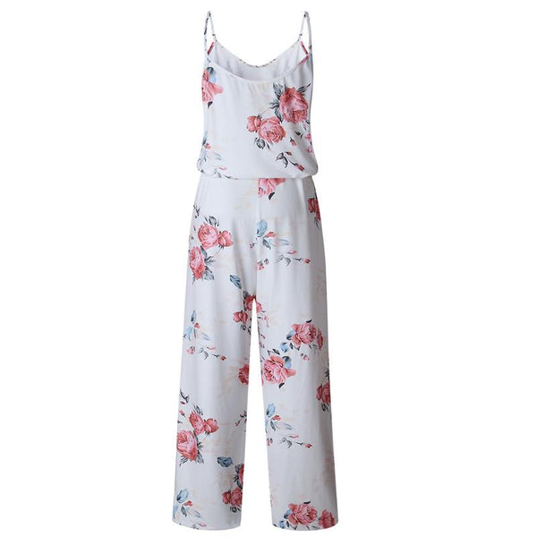 YOU HAD ME SEXY SPAGHETTI STRAP FLORAL LOOSE JUMPSUIT IN BLACK