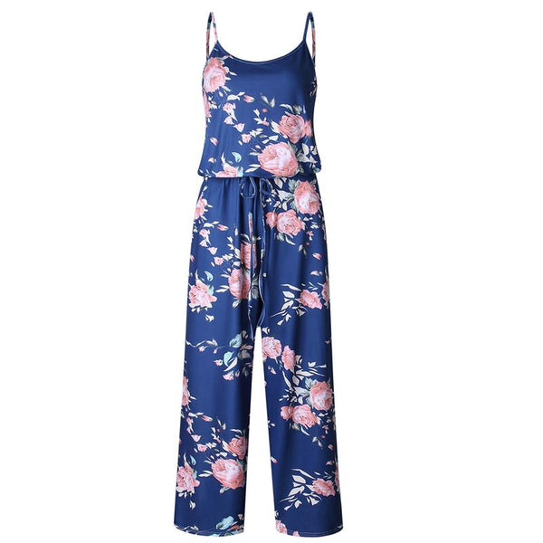 YOU HAD ME SEXY SPAGHETTI STRAP FLORAL LOOSE JUMPSUIT IN BLACK