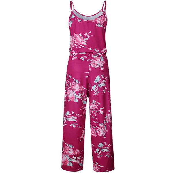 YOU HAD ME SEXY SPAGHETTI STRAP FLORAL LOOSE JUMPSUIT IN BLACK