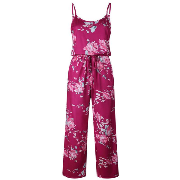 YOU HAD ME SEXY SPAGHETTI STRAP FLORAL LOOSE JUMPSUIT IN BLACK