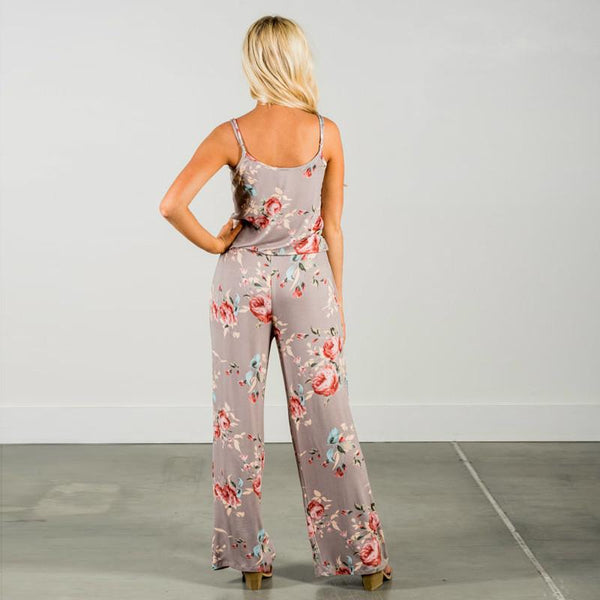 YOU HAD ME SEXY SPAGHETTI STRAP FLORAL LOOSE JUMPSUIT IN BLACK