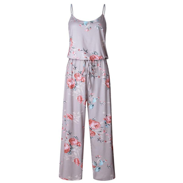 YOU HAD ME SEXY SPAGHETTI STRAP FLORAL LOOSE JUMPSUIT IN BLACK