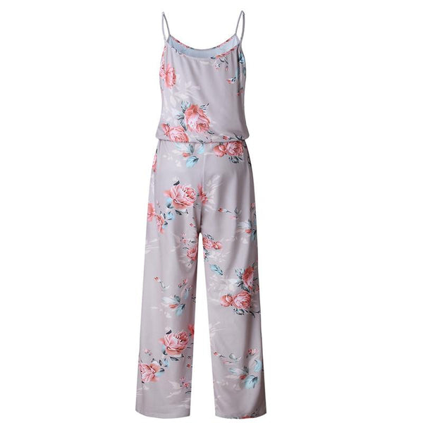 YOU HAD ME SEXY SPAGHETTI STRAP FLORAL LOOSE JUMPSUIT IN BLACK