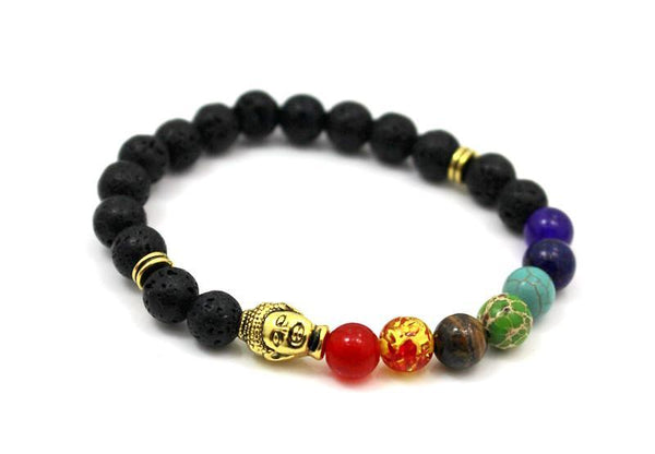 Joyme New 7 Chakra Bracelet Men Black Lava Healing Balance Beads Reiki Buddha Prayer Natural Stone Yoga Bracelet For Women